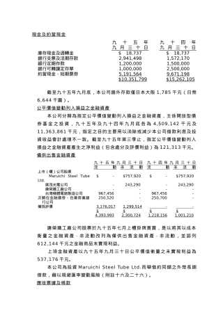 现金及约当现金