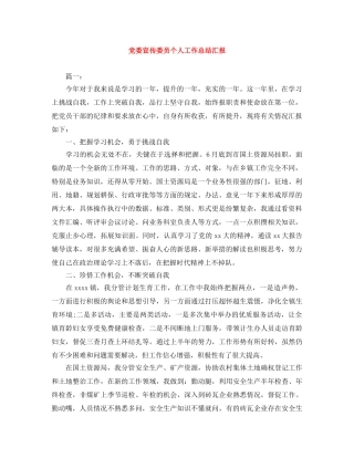 党委宣传委员个人工作总结汇报 