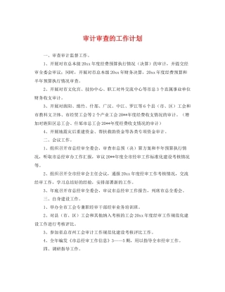 审计审查的工作计划 