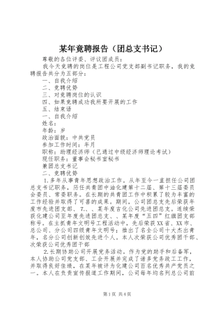 某年竟聘报告（团总支书记）