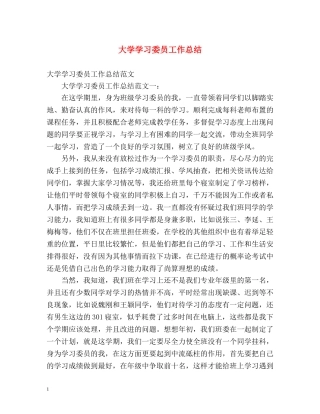 大学学习委员工作总结 