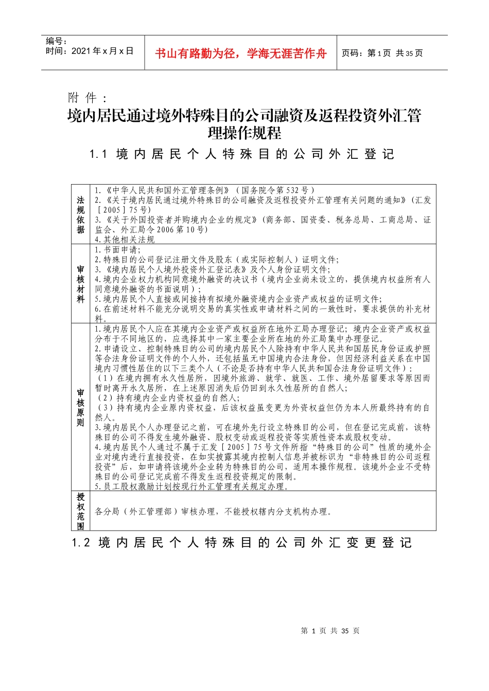 境内居民通过境外特殊目的公司融资及返程投资外汇管理_第1页