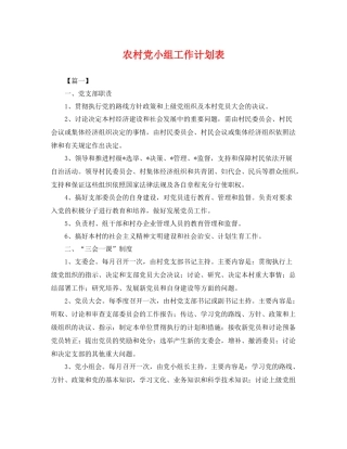 农村党小组工作计划表 