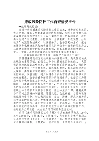 廉政风险防控工作自查情况报告