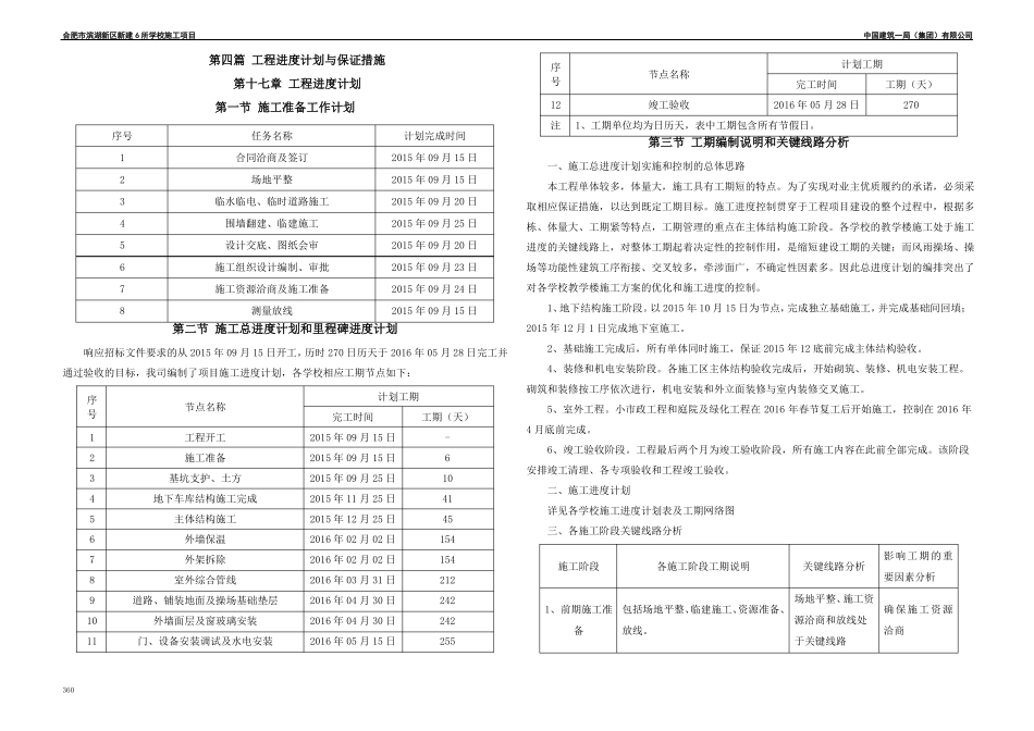学校技术标-第4篇施工进度计划和保证措施_第1页