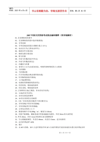 某年报关员资格考试商品编码精粹