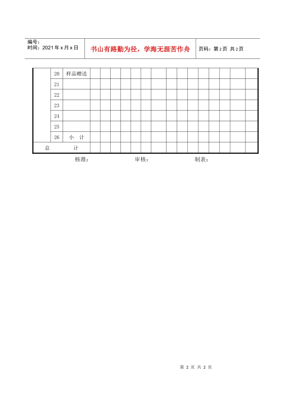 制造费用预算表_第2页
