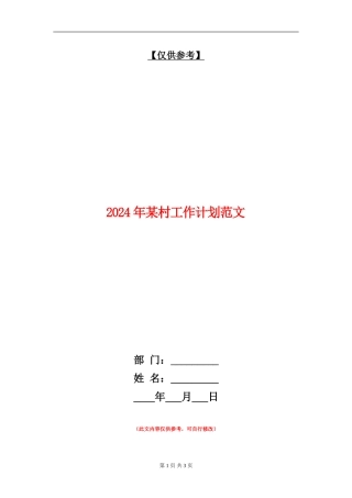 2024年某村工作计划范文
