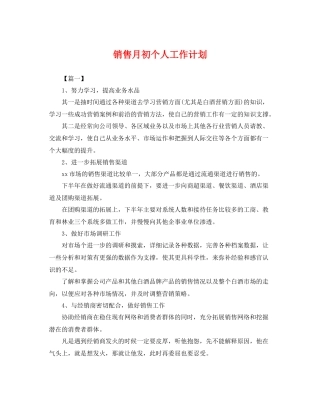 销售月初个人工作计划 