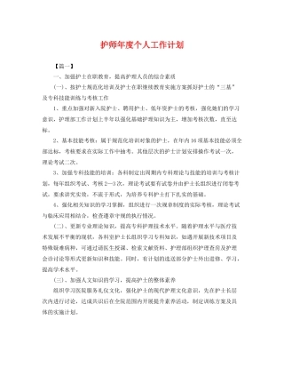 护师年度个人工作计划 