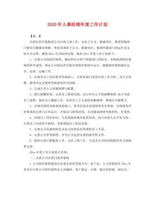 2020年人事经理年度工作计划 