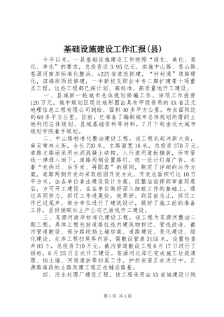基础设施建设工作汇报(县)