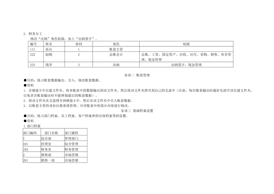 账套的建立以及财务分工实训培训讲义_第2页