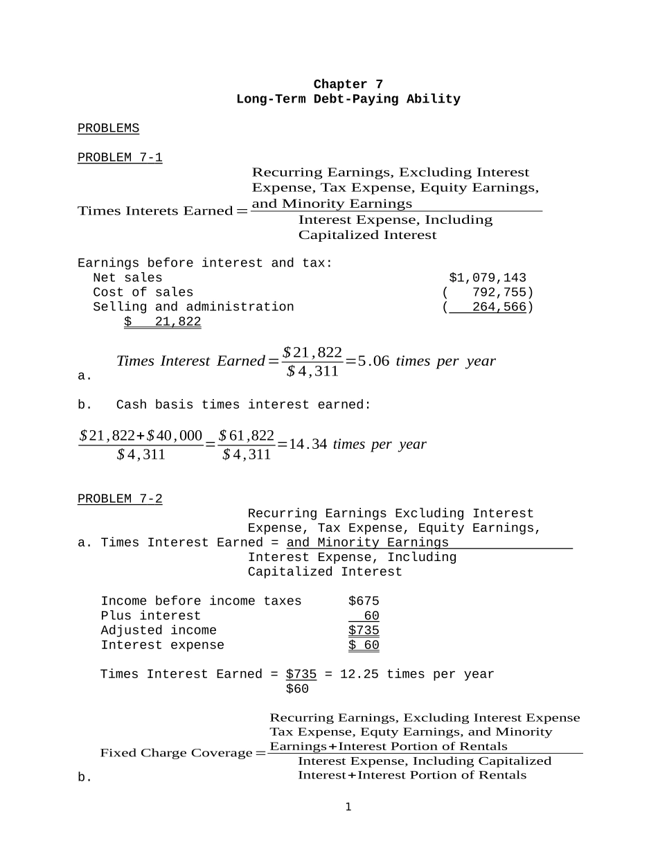 财务报告与分析：三友会计名著译丛 第07章习题答案_第1页