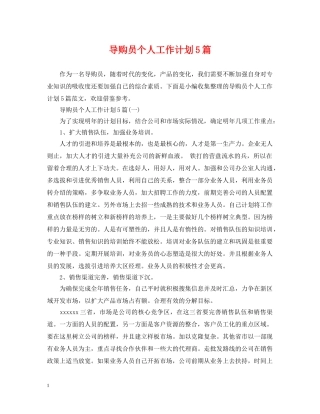 导购员个人工作计划5篇 