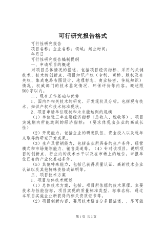可行研究报告格式