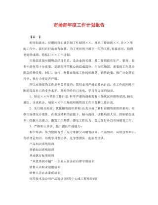 市场部年度工作计划报告 