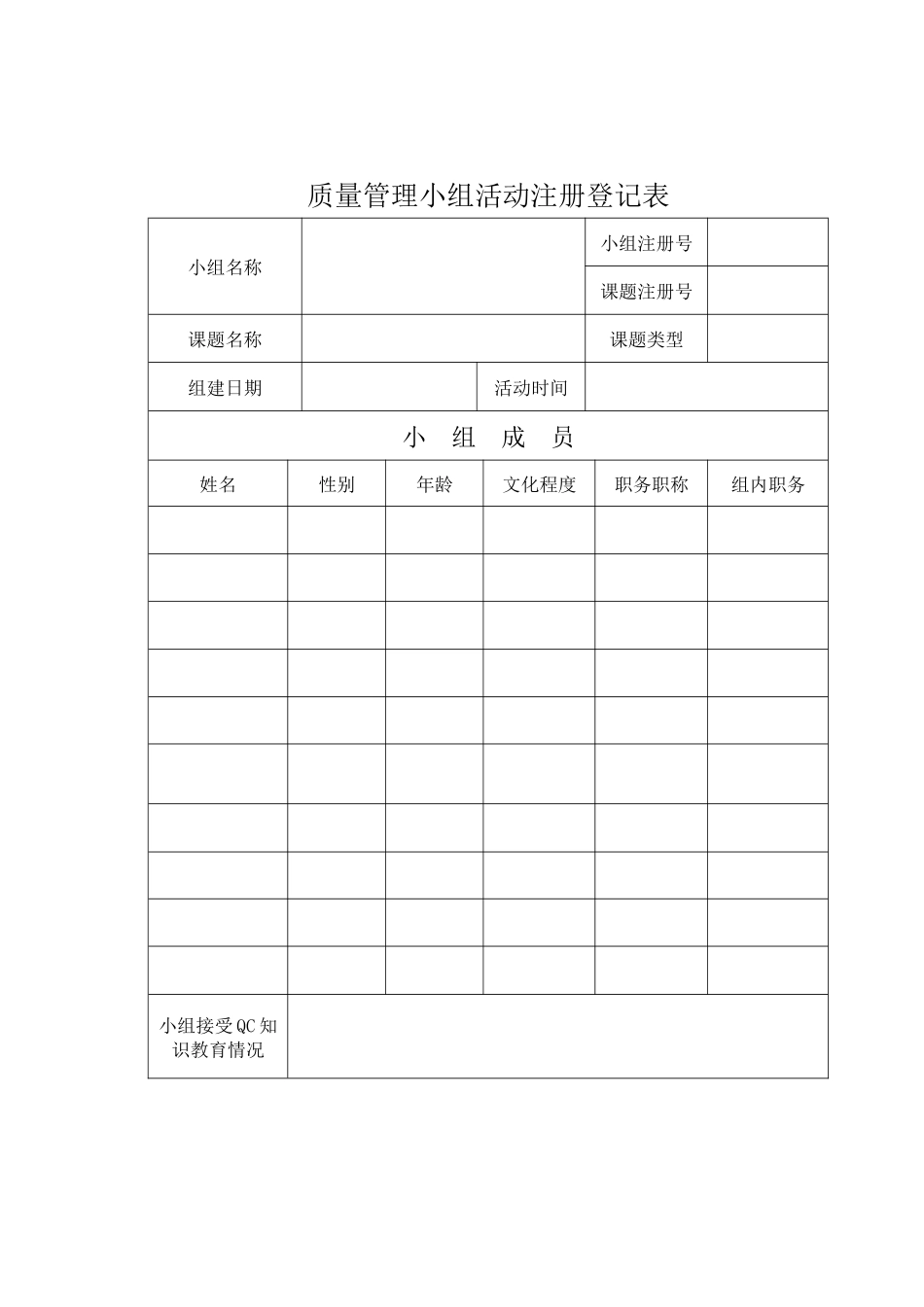 质量管理小组活动记录本（DOC7页）_第2页