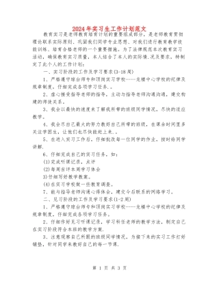 2024年实习生工作计划范文