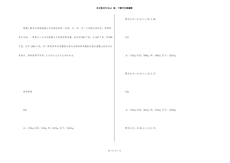 常规C20C25C30混凝土配合比_第2页