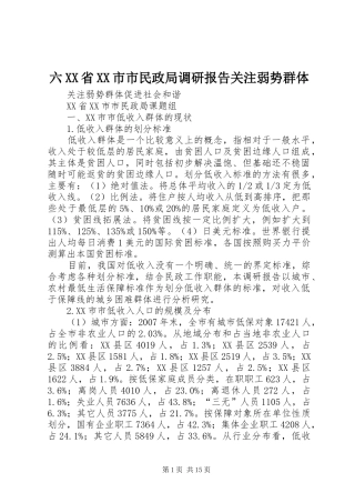 六XX省XX市市民政局调研报告关注弱势群体