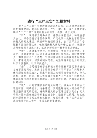 践行“三严三实”汇报材料