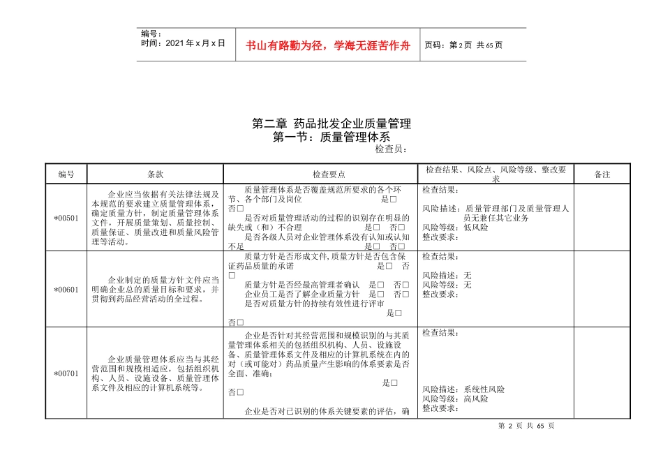 新版GSP内审-批发企业实施GSP内审表_第2页