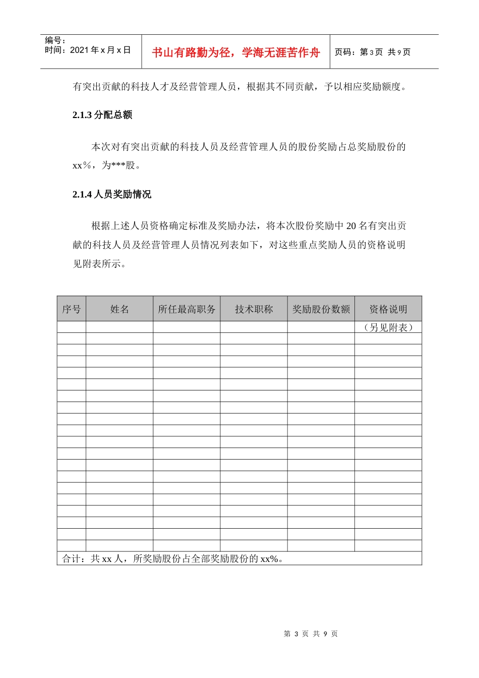 国有净资产增值收益股份奖励分配方案介绍_第3页