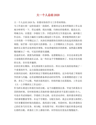 大一个人总结2020 
