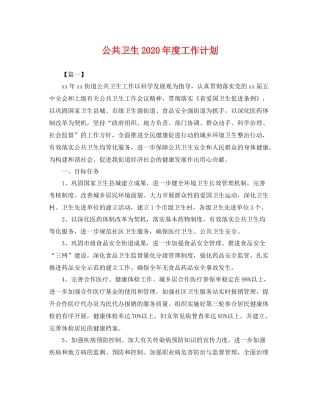 公共卫生年度工作计划 