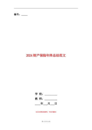 2024财产保险年终总结范文