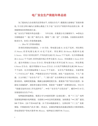 电厂安全生产班组年终总结 