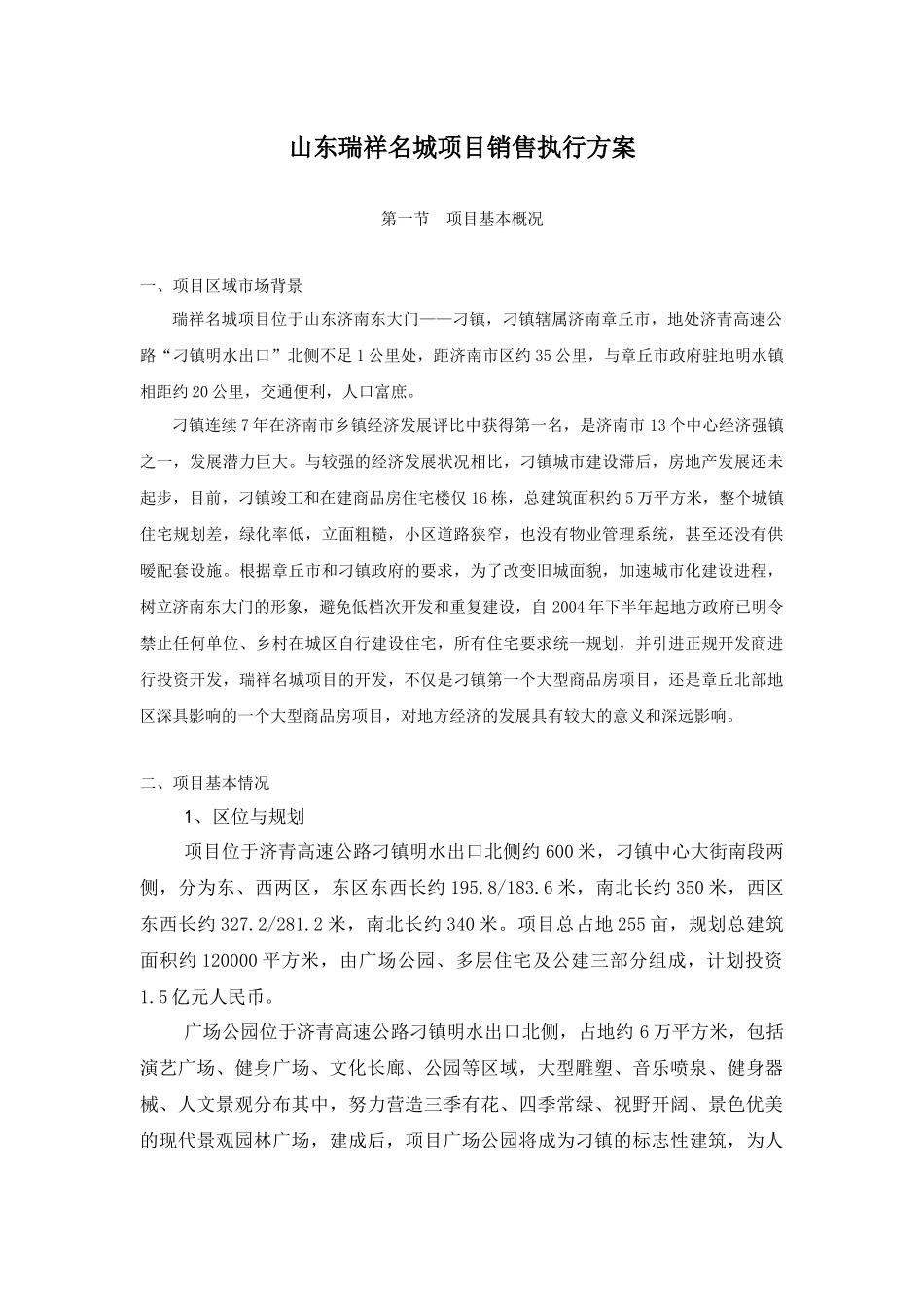 XX城项目销售执行方案_第1页