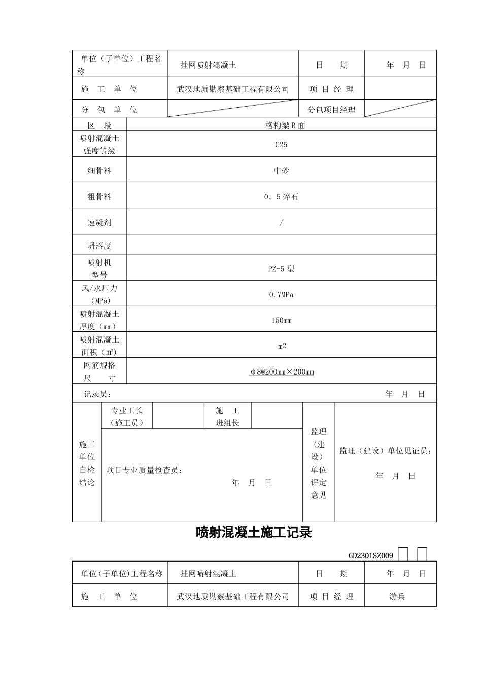 喷射混凝土施工记录_第2页
