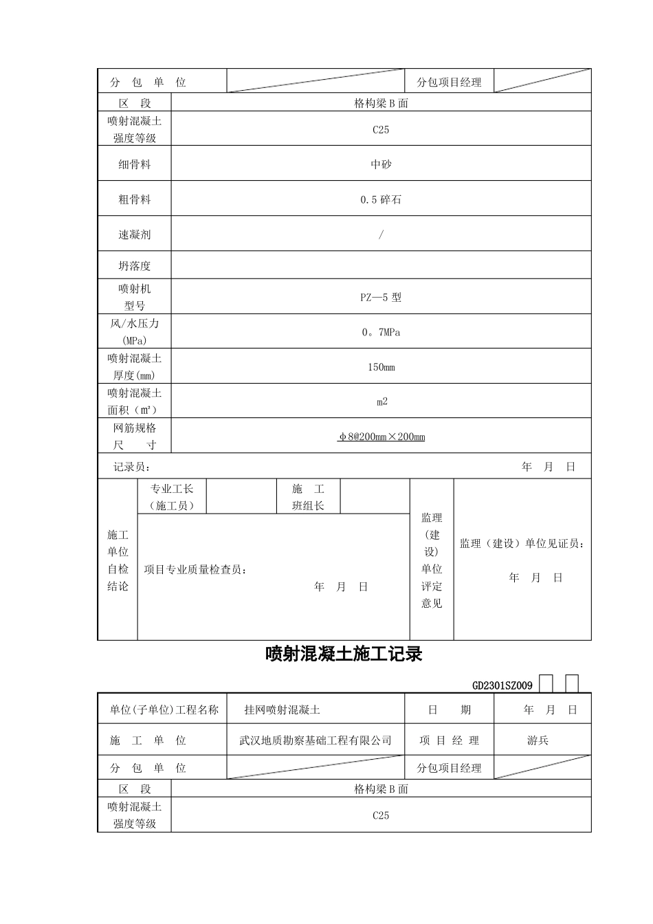 喷射混凝土施工记录_第3页