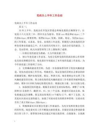 党政办上半年工作总结 