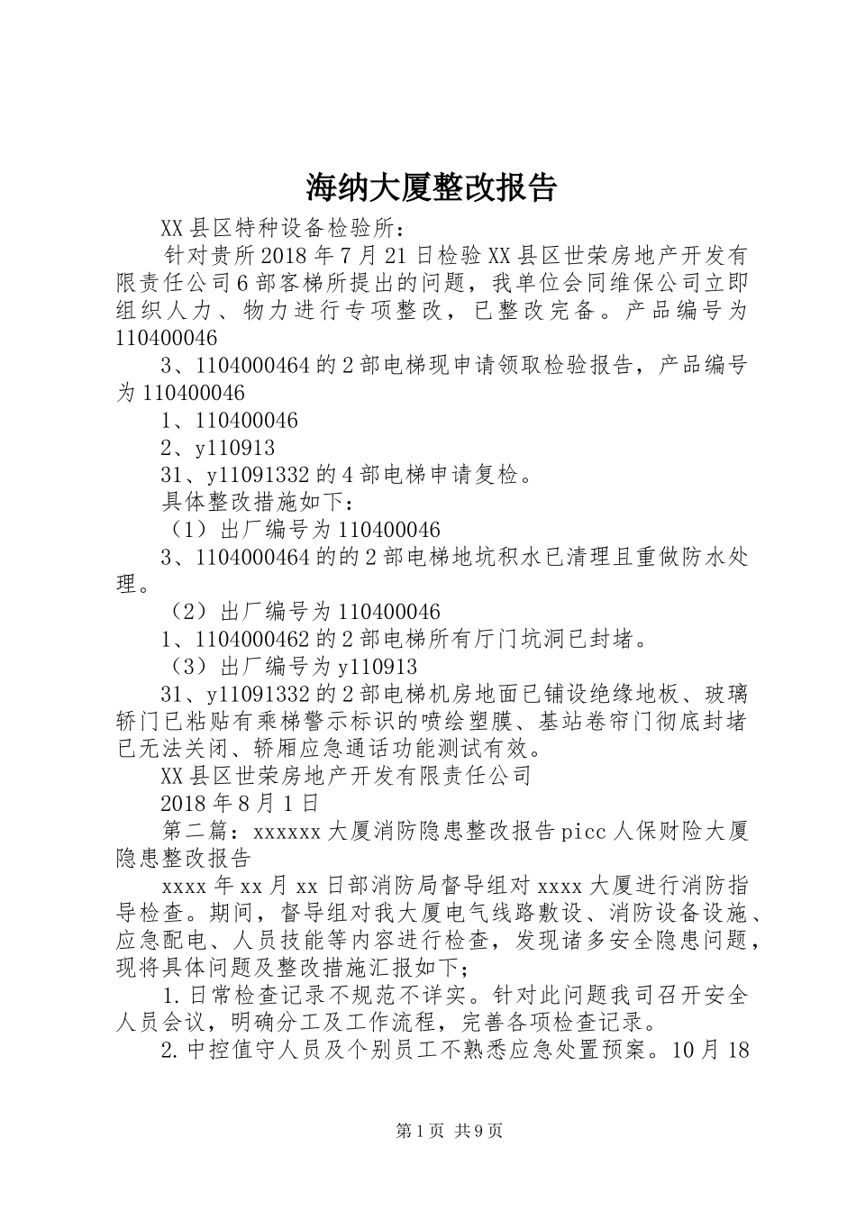 海纳大厦整改报告_第1页