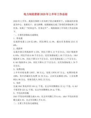 电力局经营部2020年上半年工作总结2 
