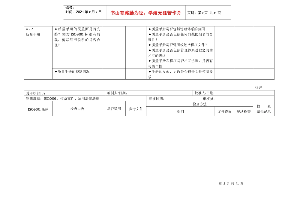 ISO内审检查表_第2页