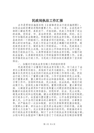 民政局执法工作汇报