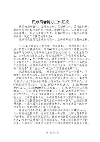 民政局老龄办工作汇报