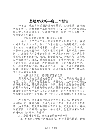 基层财政所年度工作报告