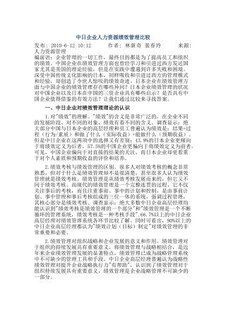 中日企业人力资源绩效管理比较