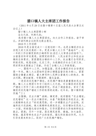腊口镇人大主席团工作报告
