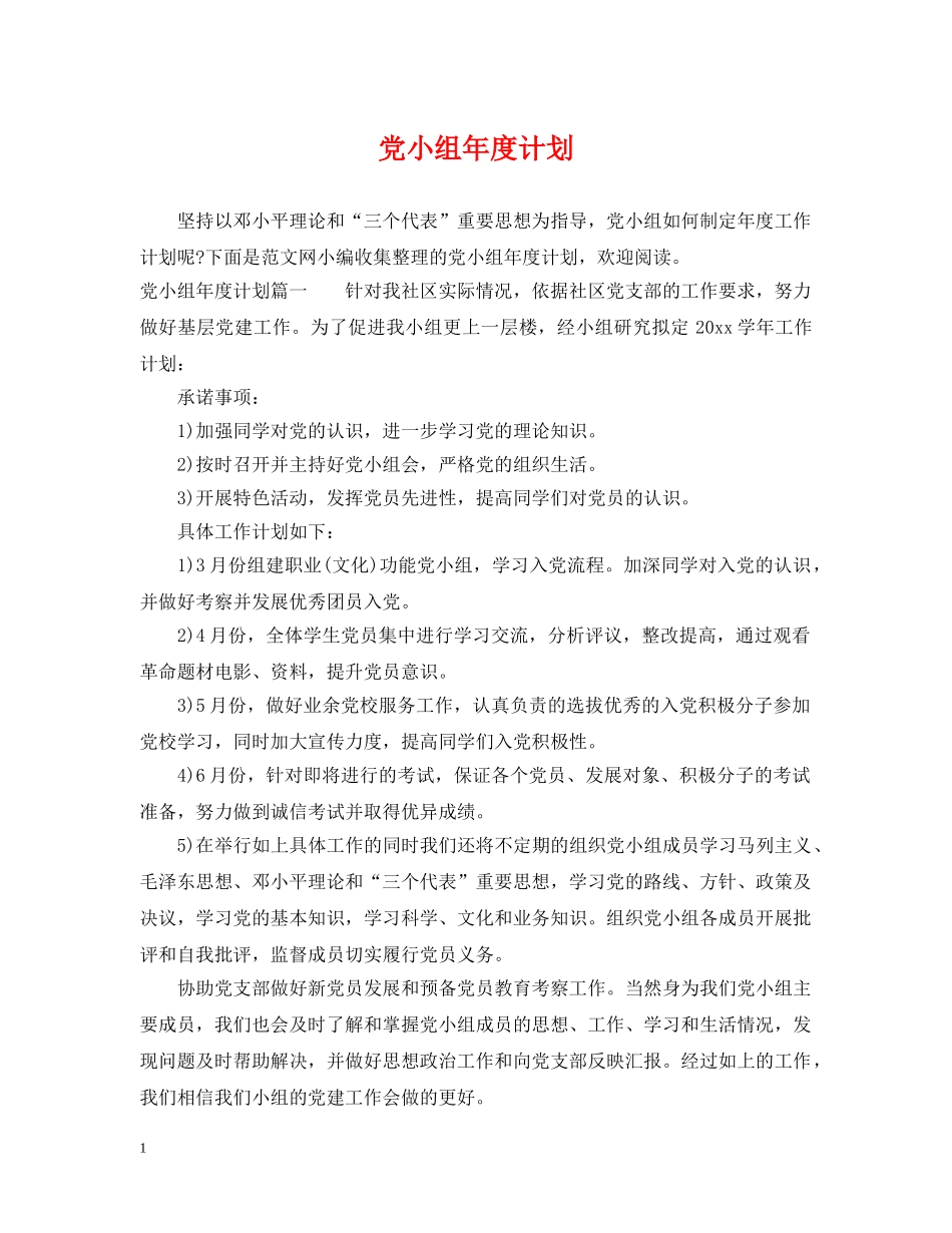 党小组年度计划 _第1页