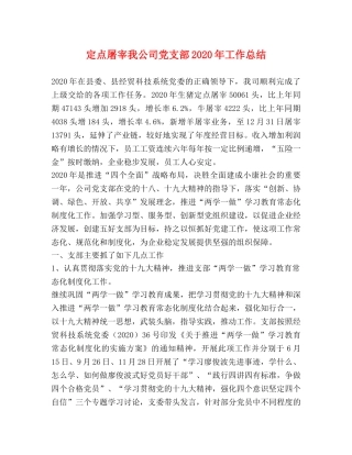 定点屠宰我公司党支部2020年工作总结 