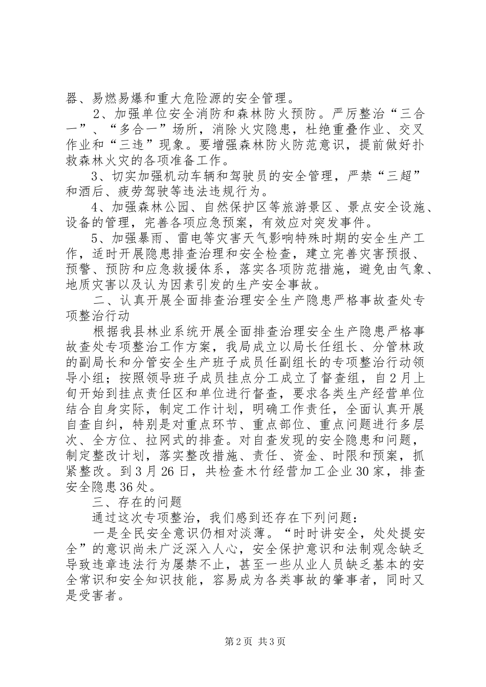 林业局安全生产整治工作汇报_第2页