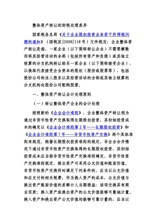 资产转让财税处理