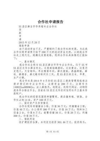 合作社申请报告