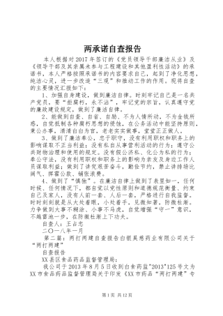 两承诺自查报告